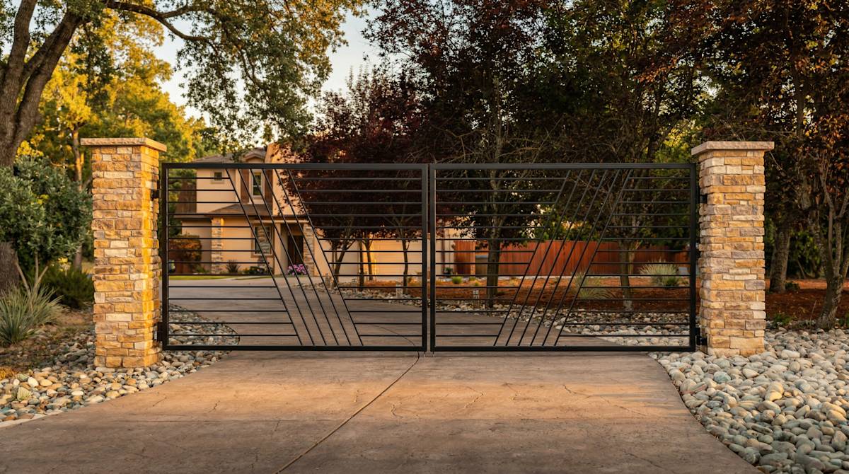 Modern Horizontal-Slat Gate